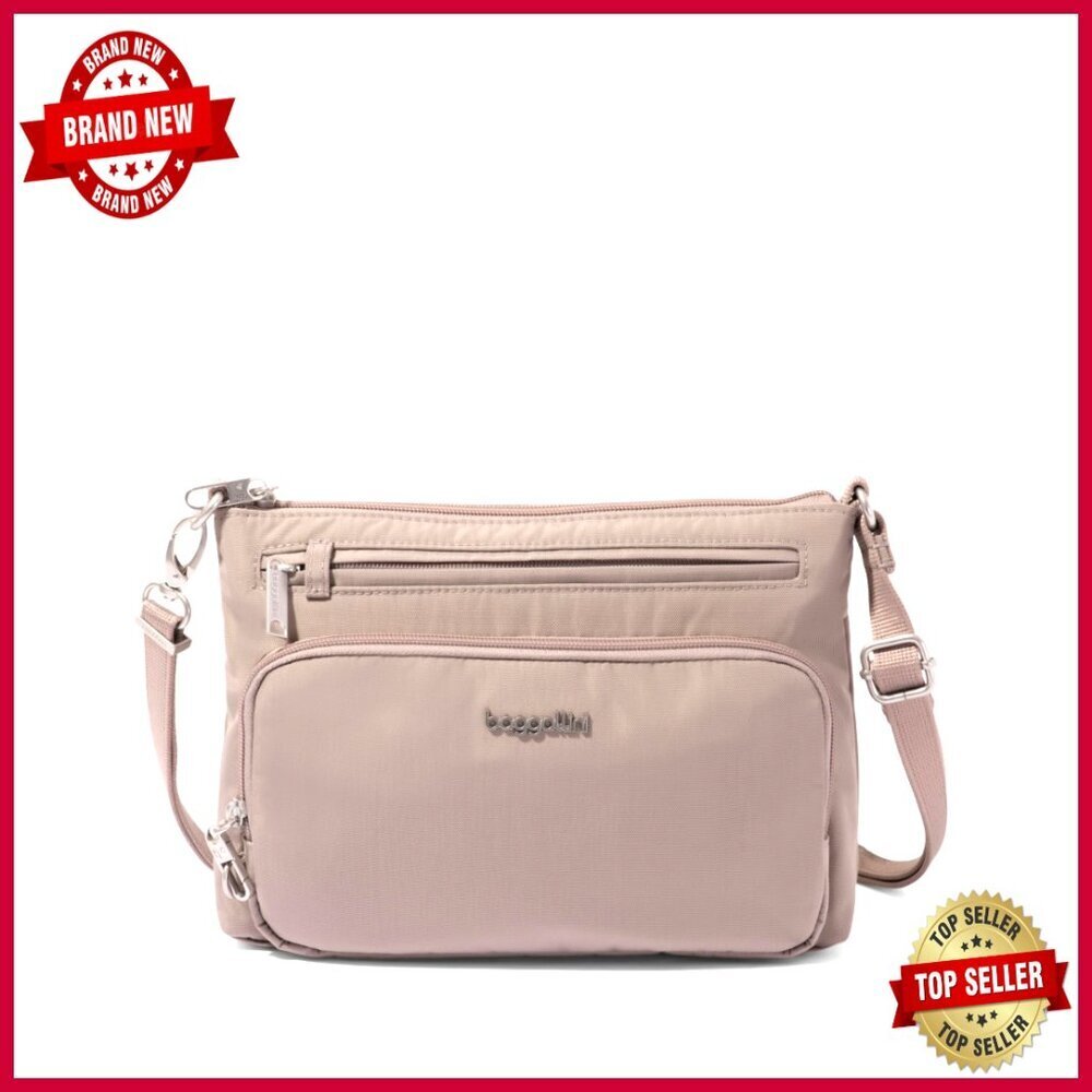 Compact Anti-Theft Crossbody Bag with RFID Protection and Locking Zippers